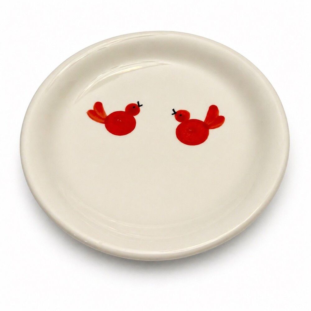 Vietri Old St Nick Ti Penso Red Birds Plate Italian Pottery Handpainted 6.5”